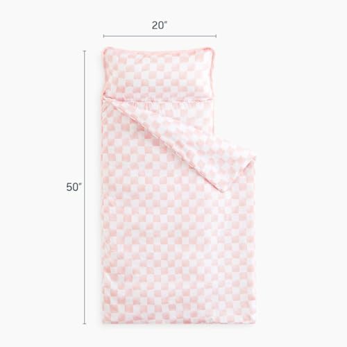 Toddler Nap Mat with Pillow and Blanket - Checkered Portable Sleeping Bag