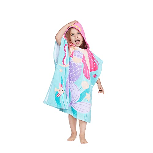 Gealaek Kids 100% Cotton Hooded Towel Poncho for Beach & Bath (2-6 Years)