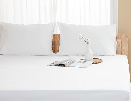 100% Cotton Percale Pillowcases - Standard/Queen Size, Set of 2, White
