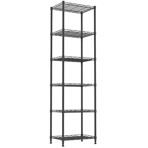6-Tier Steel Wire Storage Rack Adjustable Shelving Unit Black