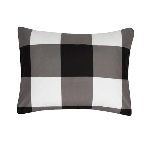 Sweet Home Collection Buffalo Plaid Black/White 5-Piece Comforter Set Twin Bed in a Bag All-Season Bedding