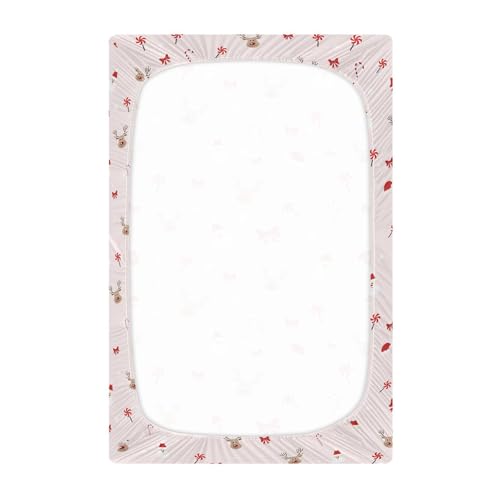 SDMKA Microfiber Crib Sheet 52 x 28 Inch - Soft Breathable Fitted Bedding for Standard Cribs & Toddler Mattresses - Christmas Pattern