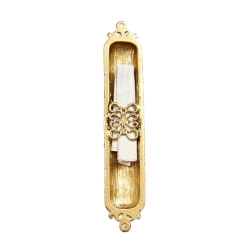 Decorative Metal Mezuzah Case with Scroll for Doorway - Hand-Painted