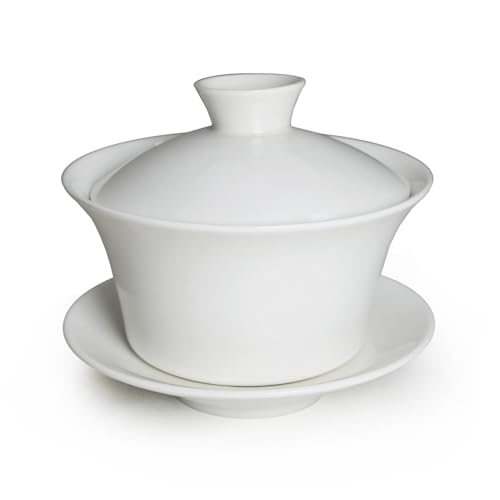 Liang Baobao 200ml White Porcelain Gaiwan Tea Cup for Gongfu Tea, Chinese Teaware