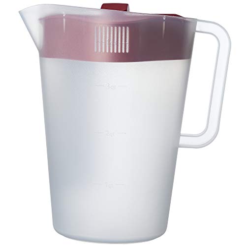 1 Gallon Plastic Beverage Pitcher with 4-Way Straining Lid & Markings