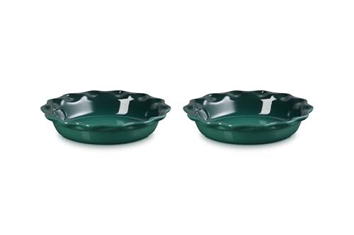 Le Creuset Stoneware Set of 2 Heritage Fluted Pie Dish, 9", Artichaut