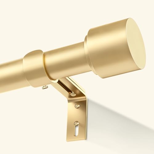 Adjustable Heavy Duty Gold Curtain Rod 66 to 120 Inch Window Set