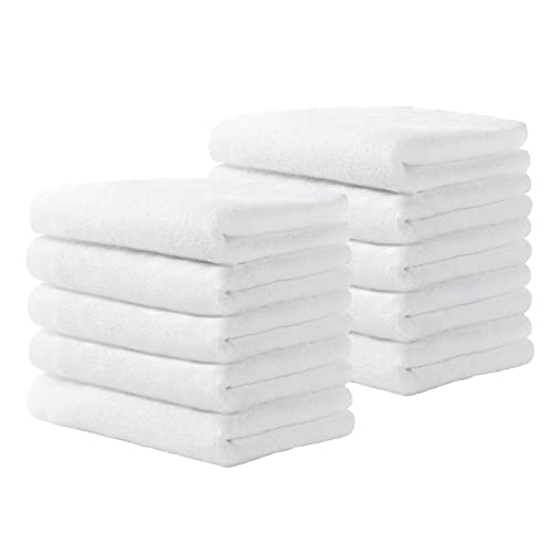 Yoofoss White 10x10 Inch Bamboo Rayon Washcloths - Pack of 10, Multi-Purpose Facial & Baby Towels