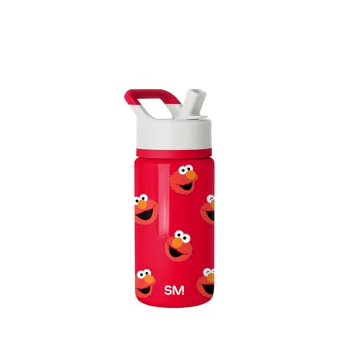 Simple Modern Kids Summit Water Bottle with Straw Lid | Sesame Street 14oz Stainless Steel Cup Insulated Tumbler for Boys, Girls, School | Elmo Says