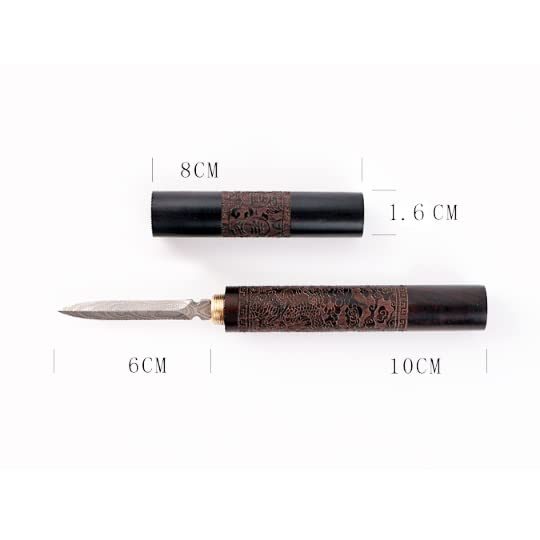 YANGZHI Red Stainless Steel Tea Carving Knife with Wooden Handle & Safety Cover