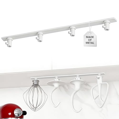 Metal Stand Mixer Attachment Holder - 4-Hook Under-Cabinet Organizer