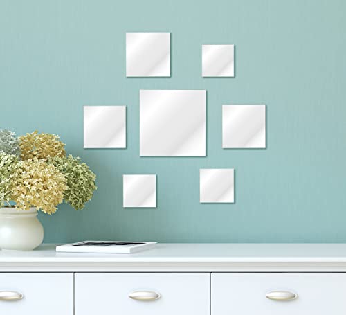 Set of 7 Square Wall Mirrors - Decorative Modern Wall Decor for Home