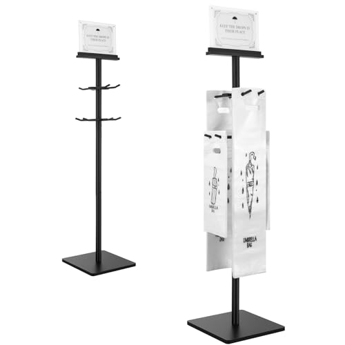 Wet Umbrella Bag Dispenser Stand with 400 Disposable Bags & Sign Holder