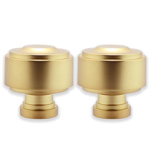 Luxury Metal Curtain Rod Finials, Brushed Gold, Set of 2