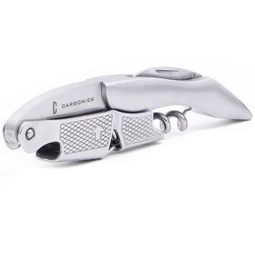 CARBON-E6 1-Pack Stainless Waiter's Corkscrew Wine Opener - Portable & Multi-Function