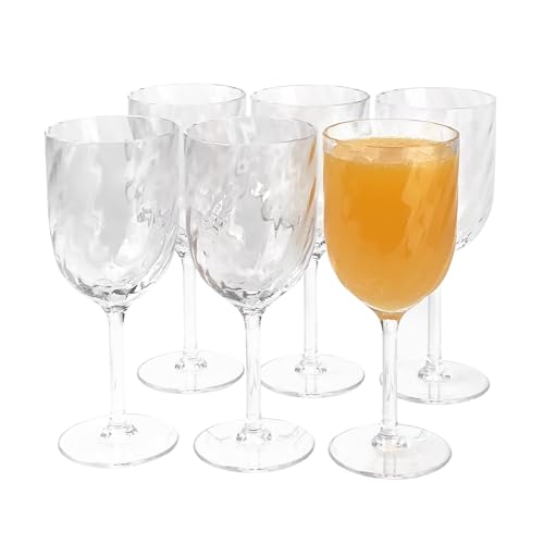 Set of 6 Unbreakable 12 oz Acrylic Wine Glasses, Stackable Plastic Tumblers