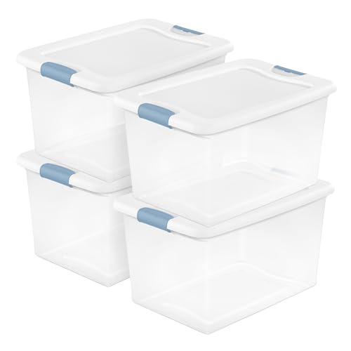 64 Quart Latching Storage Box 4-Pack Heavy-Duty Plastic Containers