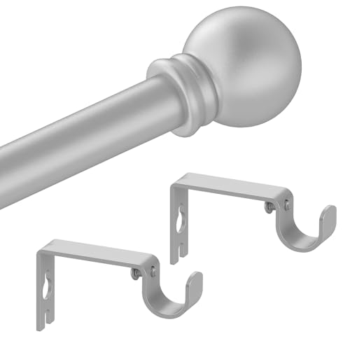 Adjustable Silver Curtain Rod, 32 to 48 Inch Stainless Steel Drapery Rod