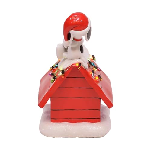 Mark Feldstein Snoopy Peanuts Doghouse LED Figurine, Red, 7.5in