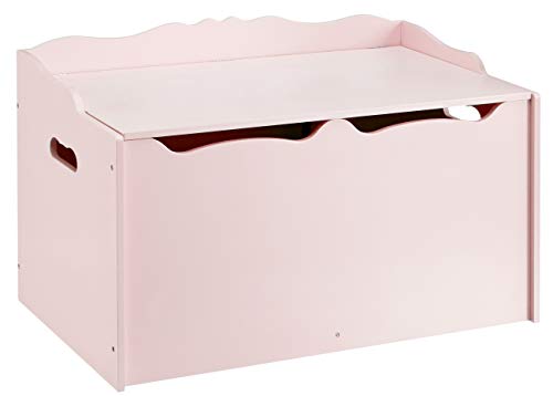 Amazon Basics Pink Wooden Toy Storage Chest with Safety Lid, 30x18x19 Inches