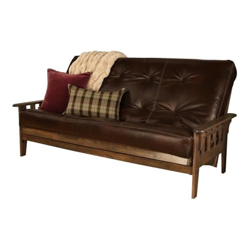 Queen Futon Sofa Bed with Solid Hardwood Frame and Mattress Set