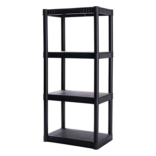 4-Shelf Plastic Storage Shelves, 48x23-Inch Heavy-Duty Shelving Unit