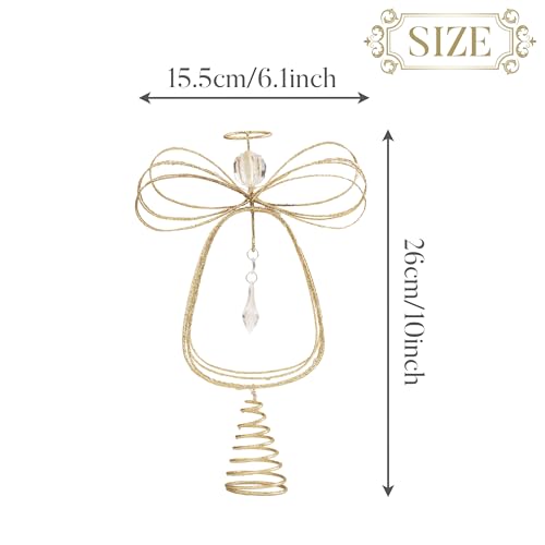 Gold 10 Inch Lighted Angel Tree Topper with Timer - Christmas Decoration