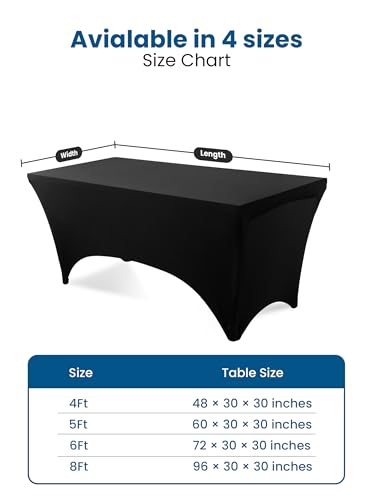 Black Spandex Stretch Tablecloth 2-Pack (6ft) - Fitted Table Cover