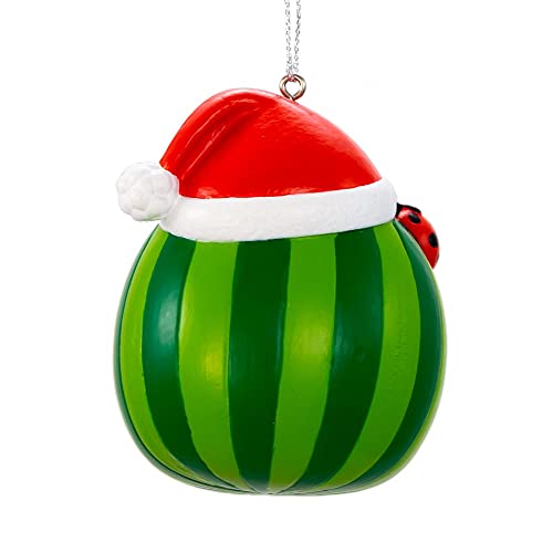 Cocomelon Watermelon With Santa Hat Ornament - Kurt Adler, Multi Color