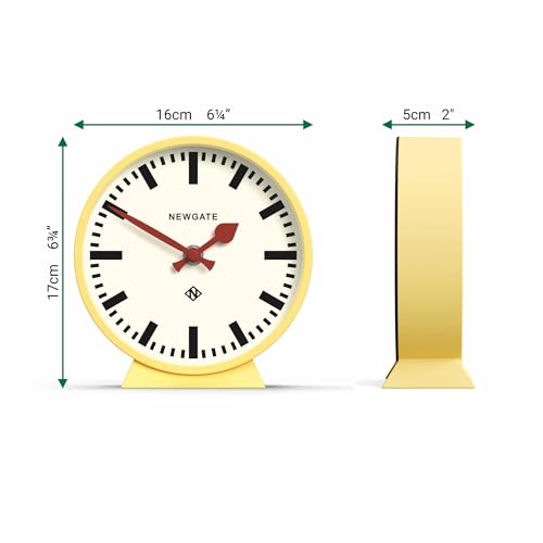 Modern Round Railway Desk Clock - Silent Quartz Yellow Table Clock