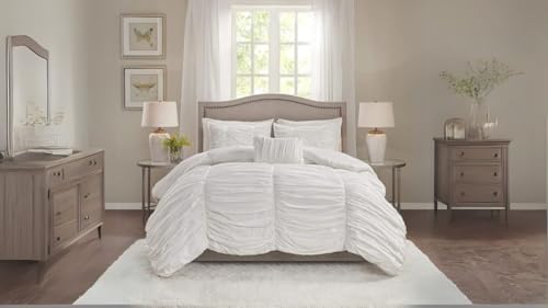 Twin/Twin XL Ruched Pattern Duvet Cover - 100% Egyptian Cotton, Zipper Closure