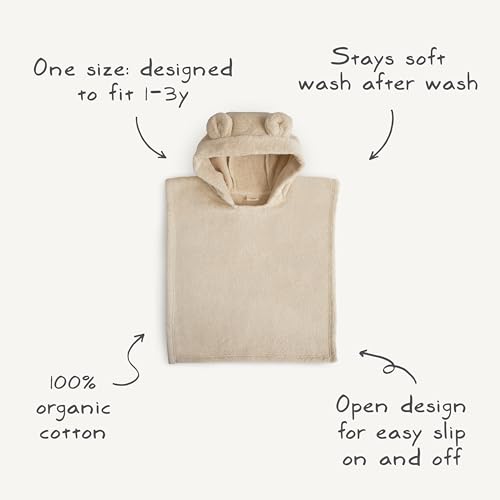 Organic Cotton Toddler Poncho Towel with Hood - Blush, Ages 1-3