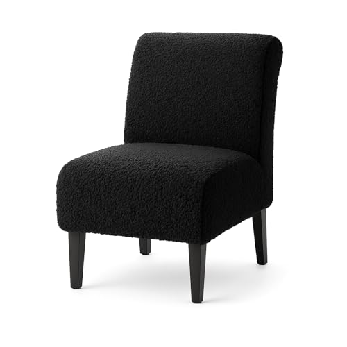 Soft Armless Accent Chair Slipcover - Black Teddy Fabric