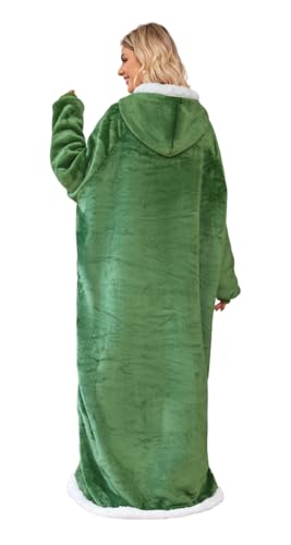 Oversized Wearable Blanket Hoodie, 5FT Sherpa Fleece Cozy Warm Throw