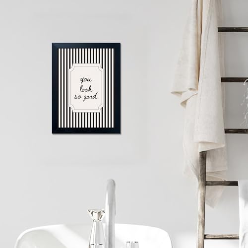Black and White Bathroom Wall Art Framed Modern Minimalist Canvas Print