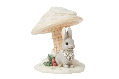 Jim Shore Heartwood Creek Bunny Figurine Under Mushroom - Hand-Painted Resin Home Decor