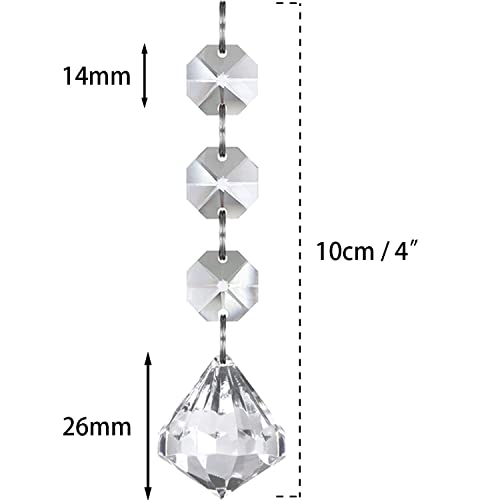 30-Pack Clear Acrylic Hanging Crystal Diamond Ornaments for Christmas Tree Decor