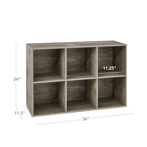 6-Cube Storage Organizer Bookcase with Customizable Back Panels - Greige