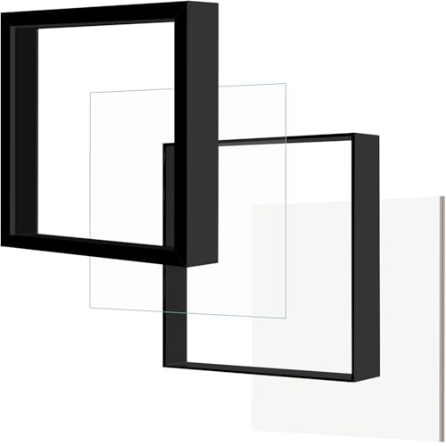 12x12 Black Shadow Box Frame, 1.2-Inch Deep Display Case with Glass