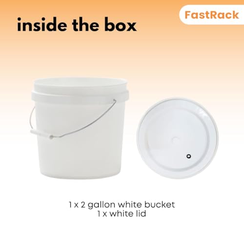 FastRack 2 Gallon Food-Grade Fermentation Bucket with Lid - BPA-Free Plastic, Handle & Grommet for Brewing & Storage - 1 Pack