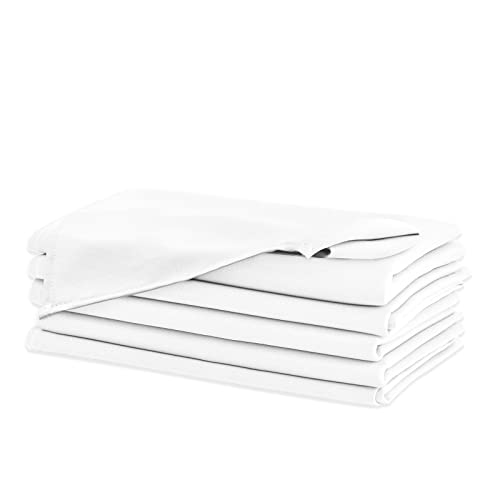 Washable 18x18 Inch Cloth Napkins - Set of 6 White Dinner Napkins