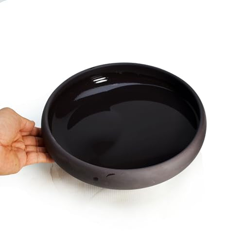 YXHUPOT 10-Inch Dragon Pattern Clay Tea Tray Saucer Mat for Gongfu Tea, Black Glaze, 2L Capacity (L Dragon)