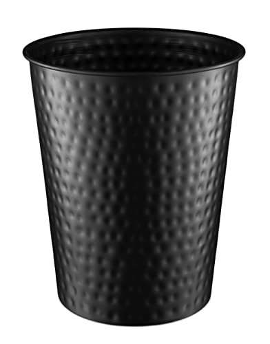 Metal Bathroom Trash Can – Hand Hammered Decorative Wastebasket Bin