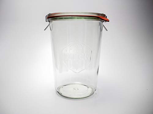 Wide Mouth Glass Mold Canning Jars with Lids and Clamps - 3/4 Liter, Set of 2