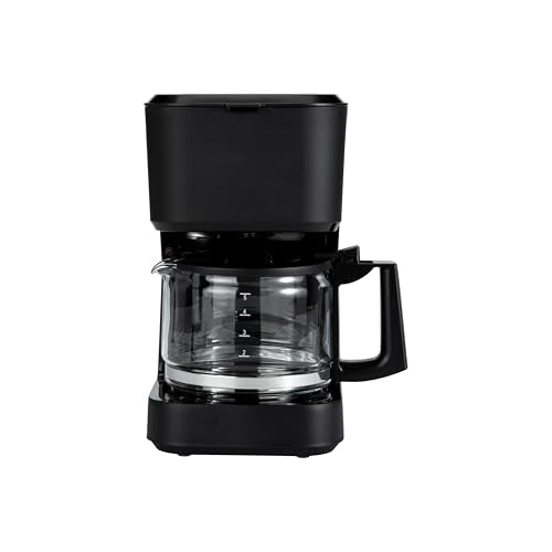 5-Cup Drip Coffee Maker with Glass Carafe & Auto Shut-Off, Matte Black