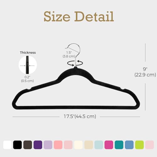 HOUSE DAY Black Velvet Hangers 60 Pack, Non Slip Slim Suit Hangers