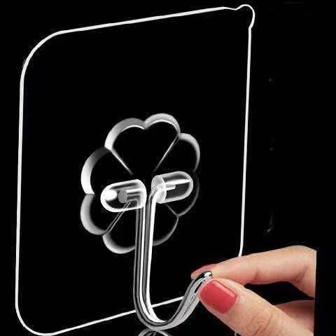 Skiennix Heavy Duty Adhesive Hooks - Waterproof Transparent Towel & Coat Hangers for Bathroom & Kitchen