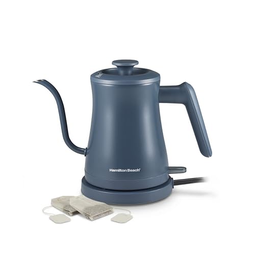 Compact 20 oz. Electric Gooseneck Kettle - Fast-Boil Stainless Steel Blue