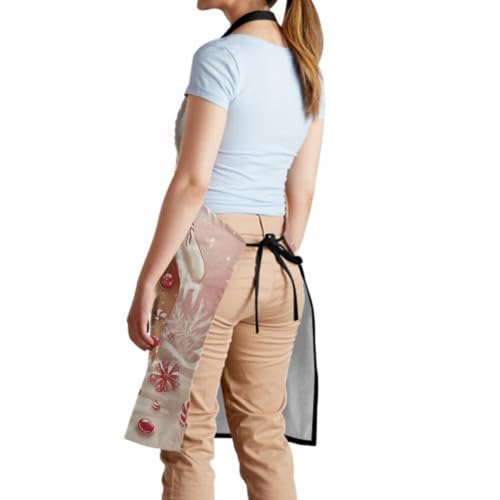 Evlaschin Gingerbread Stain-Resistant Adjustable-Neck Apron with Front Pockets for Cooking & Grilling