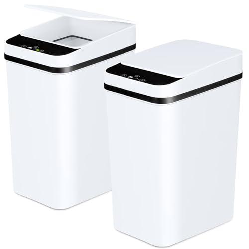 Touchless Motion Sensor Trash Can 2 Pack - 2.2 Gallon Slim Garbage Bin
